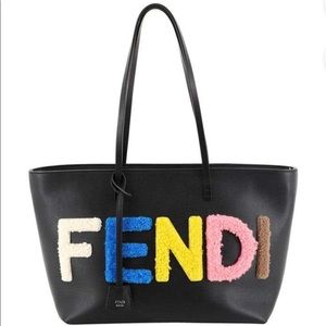 SOLD 🎉Fendi Logo Shearling and Leather Roll Tote